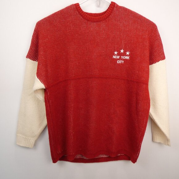 Spirit Jersey Sweater Unisex Adult M Oversized New York Red Knit Heavy Weight - Picture 2 of 12